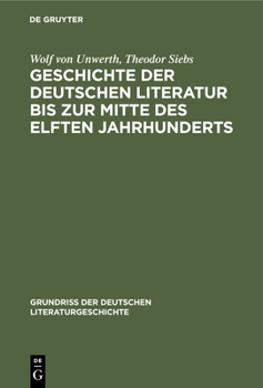 Hardcover Geschichte Der Deutschen Literatur Bis Zur Mitte Des Elften Jahrhunderts [German] Book