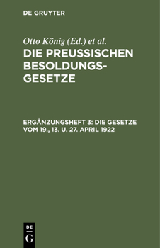 Hardcover Die Gesetze Vom 19., 13. U. 27. April 1922 [German] Book