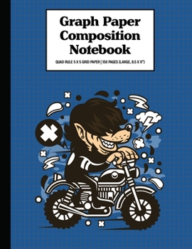 Graph Paper Composition Notebook Quad Rule 5x5 Grid Paper | 150 Sheets (Large, 8.5 x 11"): Wolf Motocross