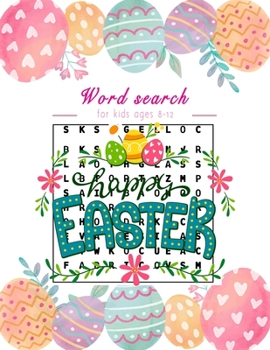 Paperback Happy Easter word search for kids ages 8-12: Keep you child's brain sharp while having fun. Great gift idea . [Large Print] Book