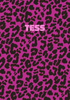 Tess: Personalized Pink Leopard Print Notebook (Animal Skin Pattern). College Ruled (Lined) Journal for Notes, Diary, Journaling. Wild Cat Theme Design with Cheetah Fur Graphic