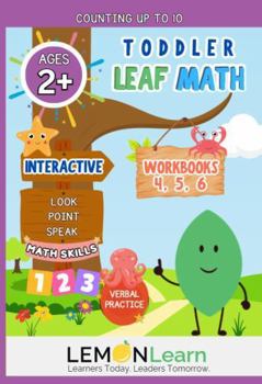 Paperback Toddler Leaf Math Workbooks 4, 5, 6 Counting Numbers up to 10: Interactive Look, Point, Speak, Math Games, Posters, Ages 2+ Book
