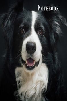 Paperback Notebook: Black and white border collie dog lined paperback jotter Book