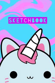 Sketchbook: Unicorn Cat Cute Kawaii Pink Blue Marble Design