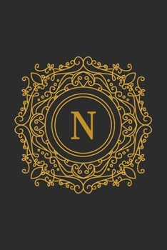 N: monogram initial Letter N - Personalized Initial Monogram Letter N  College Ruled Notebook - 6 x 9 inch Pocket Size: Cute Alphabet Vintage ...
