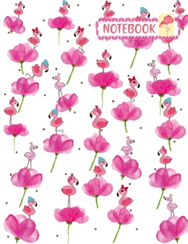 Notebook.Flamingo Notebook College Ruled Jounal Set For Girls,Little Girl.One Subject School Exercise Book-Pink Flamingo Watercolor.