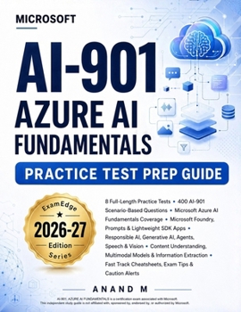 Paperback Microsoft AI-901 - Azure AI Fundamentals - Practice Test Prep Guide Book