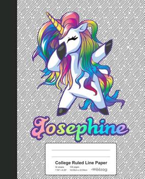 Paperback College Ruled Line Paper: JOSEPHINE Unicorn Rainbow Notebook Book