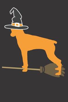 Paperback Notebook: Mini Pincher Dog Halloween Witch Dot Grid Dotted 6x9 120 Pages Book