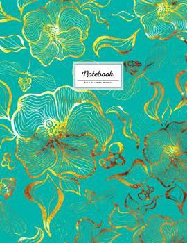 Paperback Notebook - 8.5 x 11 Lined Journal: Faux Gold & Teal, Large Floral Softcover Book