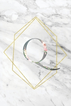 Q: Elegant Marble Floral Monogram Initial Q Notebook Blank Lined Paper Journal Gift for Women & Girls