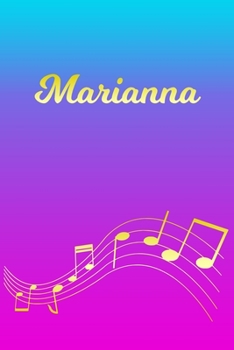 Paperback Marianna: Sheet Music Note Manuscript Notebook Paper - Pink Blue Gold Personalized Letter M Initial Custom First Name Cover - Mu Book