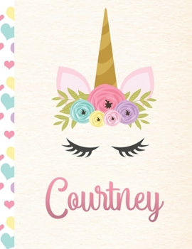 Courtney: Personalized Unicorn Primary Story Journal For Girls With Pink Name | Half Ruled Dotted Midline and Blank Picture Space | Kindergarten to ... | Grades K-2 Composition School Exercise Book