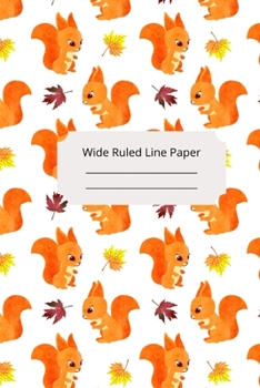 Cute Baby Squirrel Theme Wide Ruled Line Paper