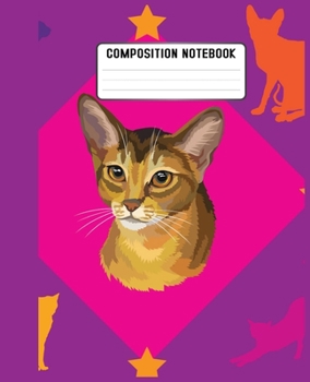 Paperback Composition Notebook: cats' faces pattern on a soft blue background. This large has 110 of quality white paper Book