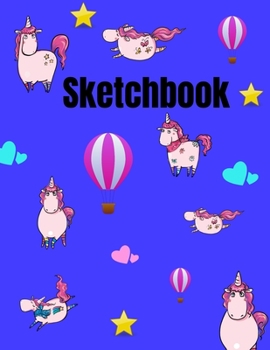 Paperback Sketchbook: Cute Unicorn Sketchbook for Kids or Adults with 110 Pages of 8.5 x 11" Blank White Paper for Drawing, Doodling, or Lea Book