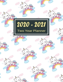 Paperback 2020-2021 Two Year Planner: Rainbow Unicorn Two Year Planner, Two Year Calendar 2020-2021, Daily Monthly Planner 2020 Size 8.5 x 11 Inch, Business Book