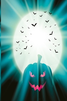 Pumpkin in the moonlight light blue color: Spooky pumpkin notebook