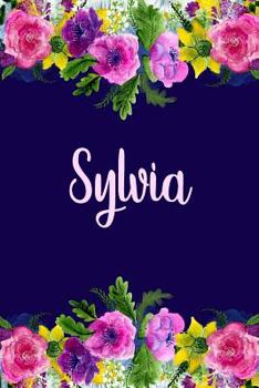Sylvia: Personalized Name Pink Floral Design Matte Soft Cover Notebook Journal to Write In. 120 Blank Lined Pages