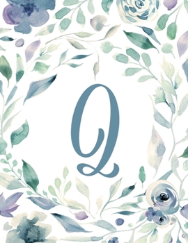 Q: Light Purple Floral 8.5”x11” Lined Notebook (Light Purple Floral Alphabet Series - Letter Q)
