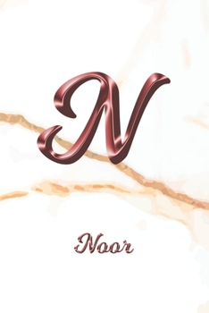 Paperback Noor: Sketchbook - Blank Imaginative Sketch Book Paper - Letter N Rose Gold White Marble Pink Effect Cover - Teach & Practic Book