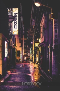 Notebook: Tokyo, Japan Dark alley - Vaporwave city aesthetic [110 pages]: Tokyo, Japan Dark alley - Vaporwave city aesthetic