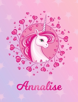 Paperback Annalise: Unicorn Sheet Music Note Manuscript Notebook Paper - Magical Horse Personalized Letter M Initial Custom First Name Cov Book