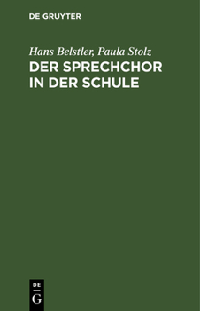 Hardcover Der Sprechchor in der Schule [German] Book