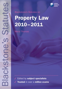 Paperback Blackstone's Statutes on Property Law 2010-2011 Book