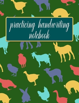Practicing Handwriting Notebook: Handwriting Practice Paper for kids & adults - Dotted Lined Sheets - Cool Farm Animals Pattern Cover.
