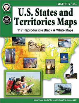 Paperback U.S. States and Territories Maps, Grades 5 - 8 Book