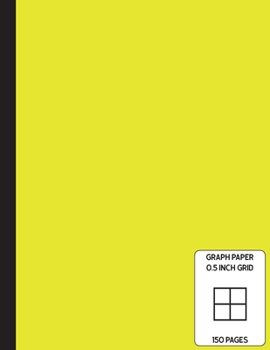 Low Vision Notebook : 0. 5 Inch Graph Paper - Full Size Grid Ruled Notebook - Large Print Page Numbers - Yellow Cover