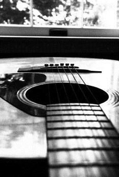 Paperback Guitar: 150 Lined Journal Pages / Diary / Notebook Featuring Black and White Acoustic Guitar on the Cover Book