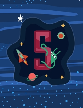 Paperback S: Monogram Initial S Notebook for boys- 8.5" x 11" - 100 pages, wide rule - Space, Galaxy, Astronaut, Aliens Book