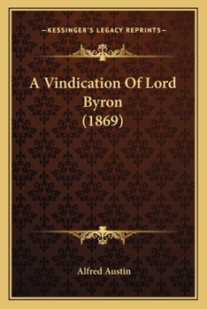 Paperback A Vindication Of Lord Byron (1869) Book