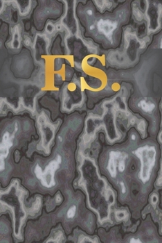 F.S.: 6" x 9" Executive Style Notebook with 100 Blank CREAM COLORED Lined Interior Pages. Gold Monogrammed Two Initials on Black Marble Matte Printed Cover.