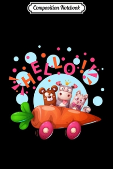 Paperback Composition Notebook: Cute Rhino Bear and Cat Illustration Premium Journal/Notebook Blank Lined Ruled 6x9 100 Pages Book