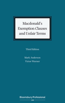 Hardcover Macdonald's Exemption Clauses and Unfair Terms Book