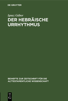 Hardcover Der Hebräische Urrhythmus [German] Book