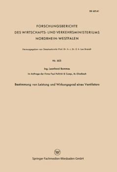 Paperback Bestimmung Von Leistung Und Wirkungsgrad Eines Ventilators [German] Book