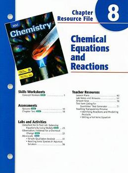 Paperback Holt Chemistry Chapter 8 Resource File: Chemical Equations and Reactions Book