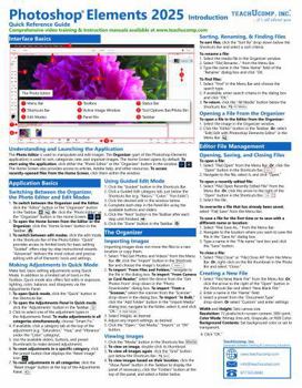 Adobe Photoshop Elements 2025 Introduction Quick Reference Training Tutorial Guide (Cheat Sheet of Instructions, Tips & Shortcuts - Laminated Card)