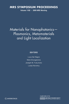 Paperback Materials for Nanophotonics Plasmonics, Metamaterials and Light Localization: Volume 1182 Book