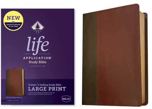Imitation Leather NKJV Life Application Study Bible, Third Edition, Large Print (Leatherlike, Brown/Mahogany, Red Letter) Book