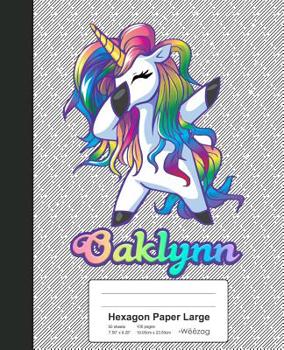 Paperback Hexagon Paper Large: OAKLYNN Unicorn Rainbow Notebook Book
