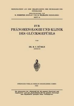 Paperback Zur Phänomenologie Und Klinik Des Glücksgefühls [German] Book