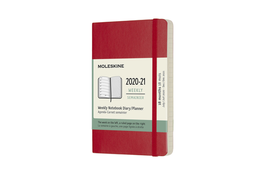 Calendar Moleskine 2020-21 Weekly Planner, 18m, Pocket, Scarlet Red, Soft Cover (3.5 X 5.5) Book