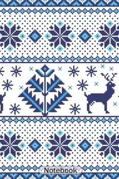 Notebook: blue Norway christmas pattern design journal with 110 lined pages , great christmas gift idea