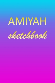 Paperback Amiyah: Sketchbook - Blank Imaginative Sketch Book Paper - Pink Blue Gold Custom Letter A Personalized Cover - Teach & Practic Book