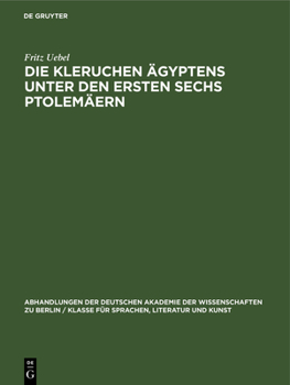 Hardcover Die Kleruchen Ägyptens Unter Den Ersten Sechs Ptolemäern [German] Book
